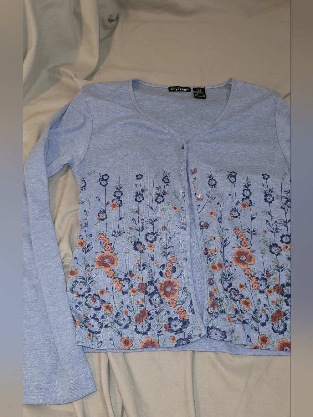 Womens 2pc Top Size Large Blue/flowers